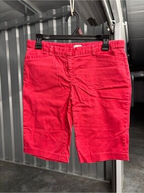 Laundry By Shelli Segal LA Bright Cerise Pink Chino Khaki Bermuda Shorts 6
